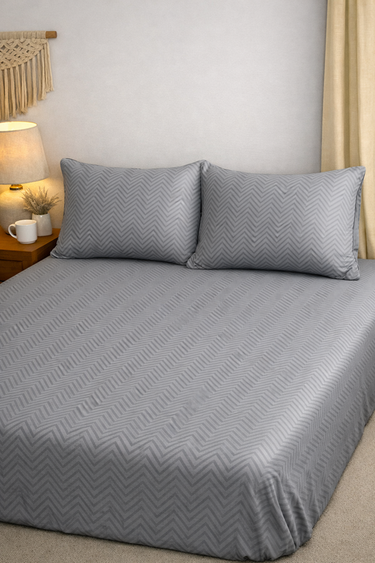 Gray Chevron Double fitted - Bed sheet set