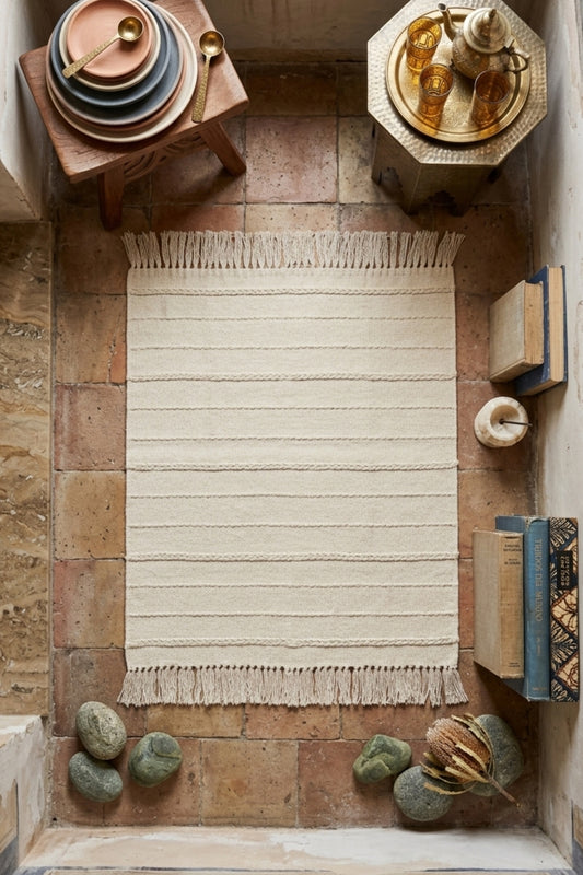 Nodules Off-White - Handmade Cotton Kilim