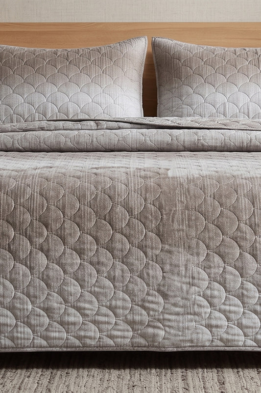 Taupe Ombre Velvet  - Bedspread Set