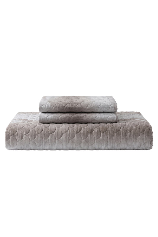 Taupe Ombre Velvet  - Bedspread Set