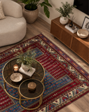 The Azure & Crimson Tribal- Handmade Rug