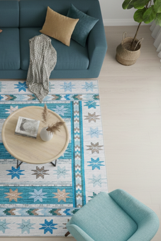 Geometric Galaxy - Digital Woven Rug