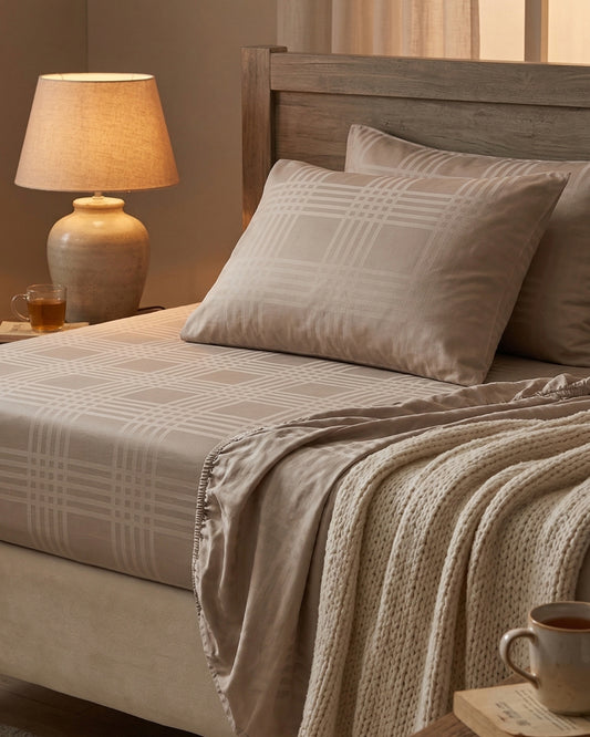 Modern Grid King Fitted  - Bed sheet set