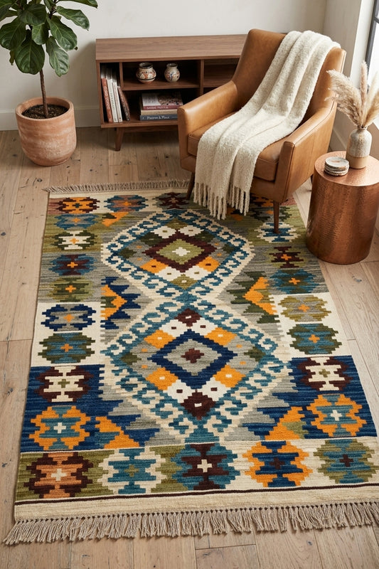 Midnight Diamond - Handmade Noul Wool Kilim